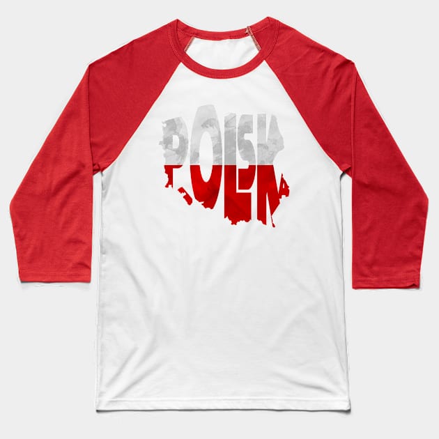 Poland Typo Map Baseball T-Shirt by inspirowl